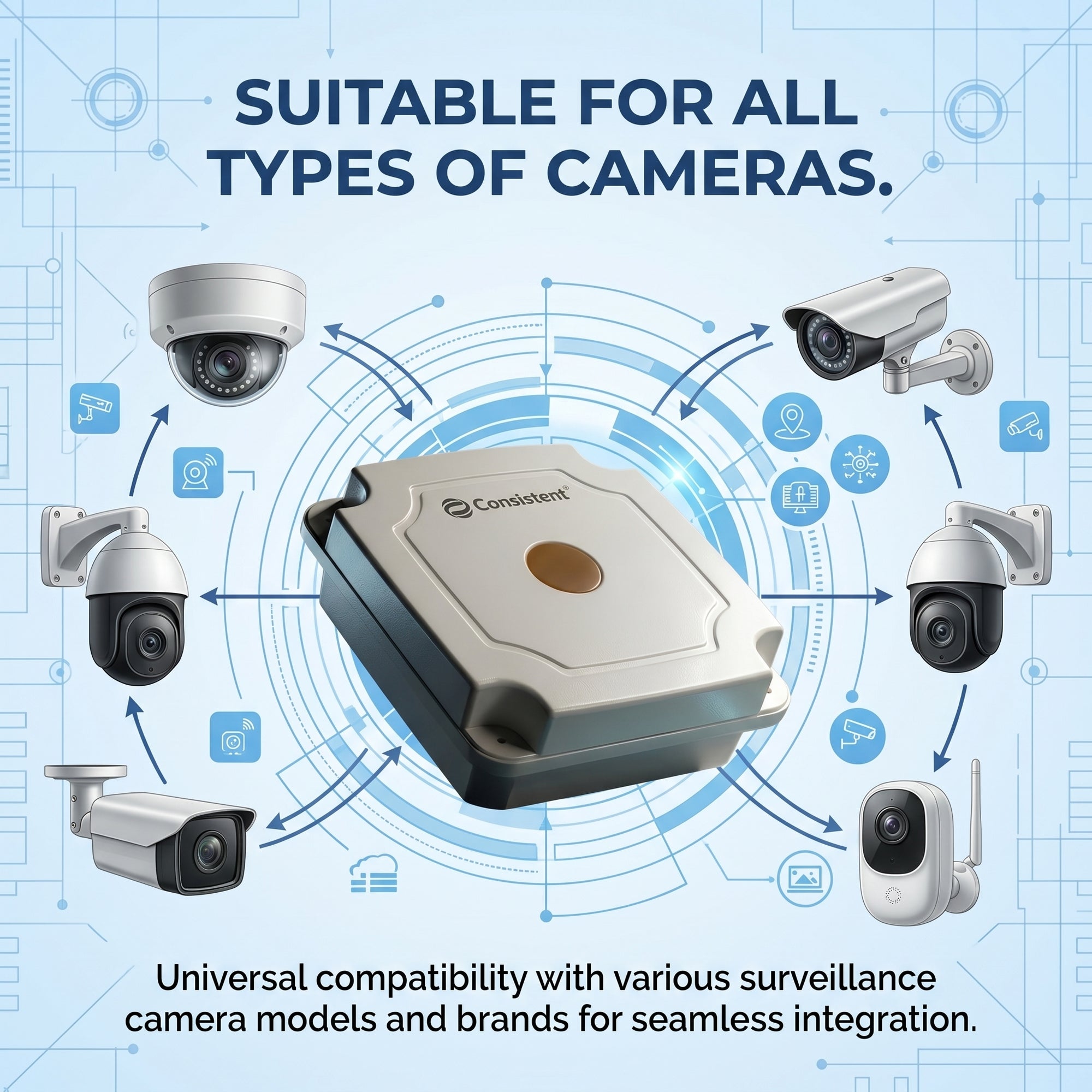 Consistent CCTV Junction Box 4x4 by Everest Store, weatherproof metal enclosure with cable entry points for security camera wiring.
